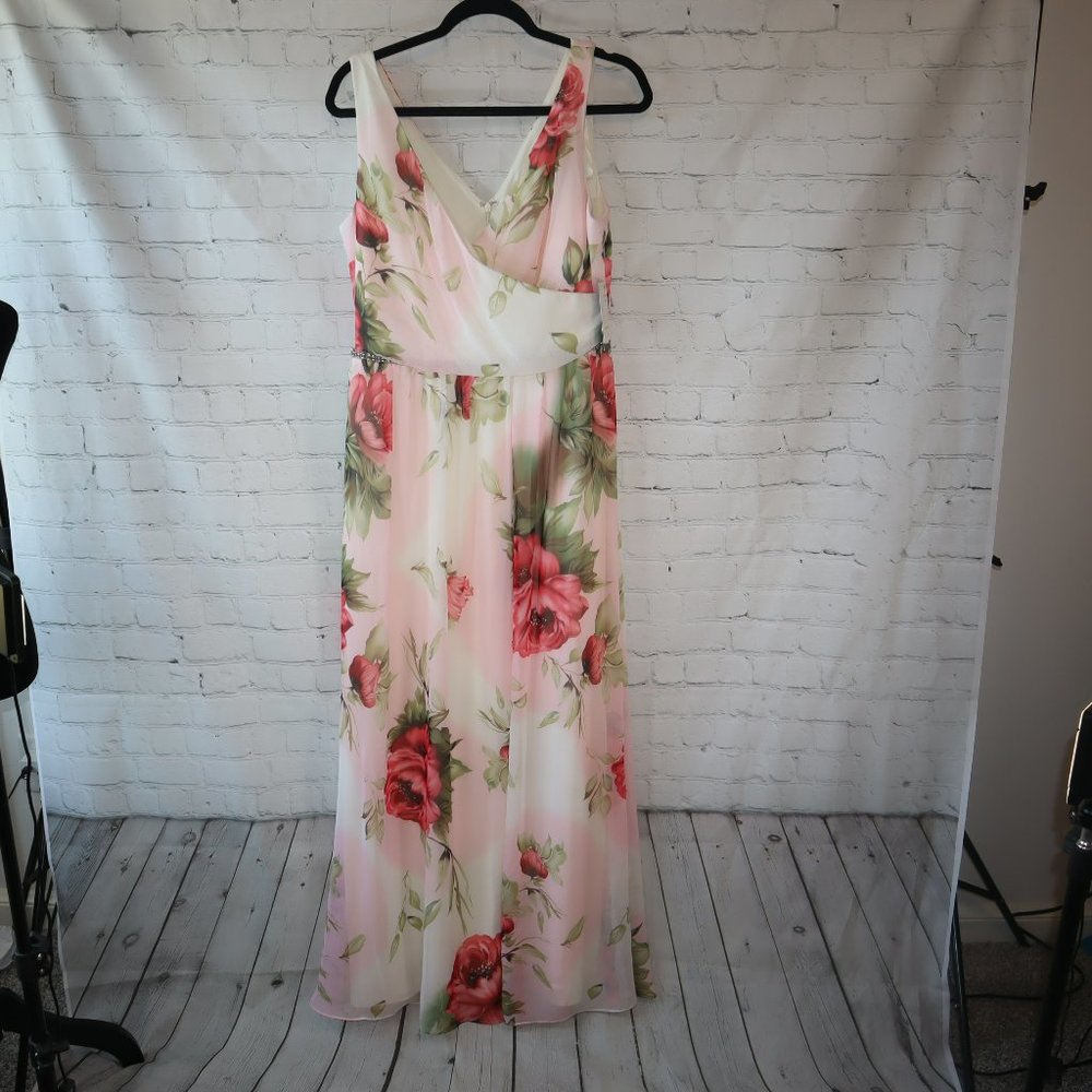 SLNY Pink Floral Sleeveless Chiffon Maxi Dress Women's/Missy Size 10-NWT